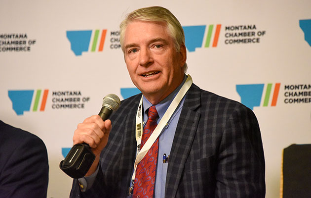 Brian Bird speaks at a Montana Chamber of Commerce event